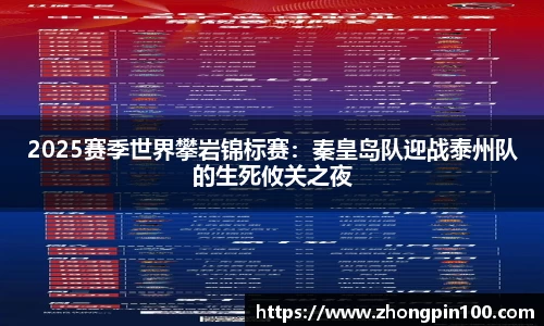 2025赛季世界攀岩锦标赛:秦皇岛队迎战泰州队的生死攸关之夜